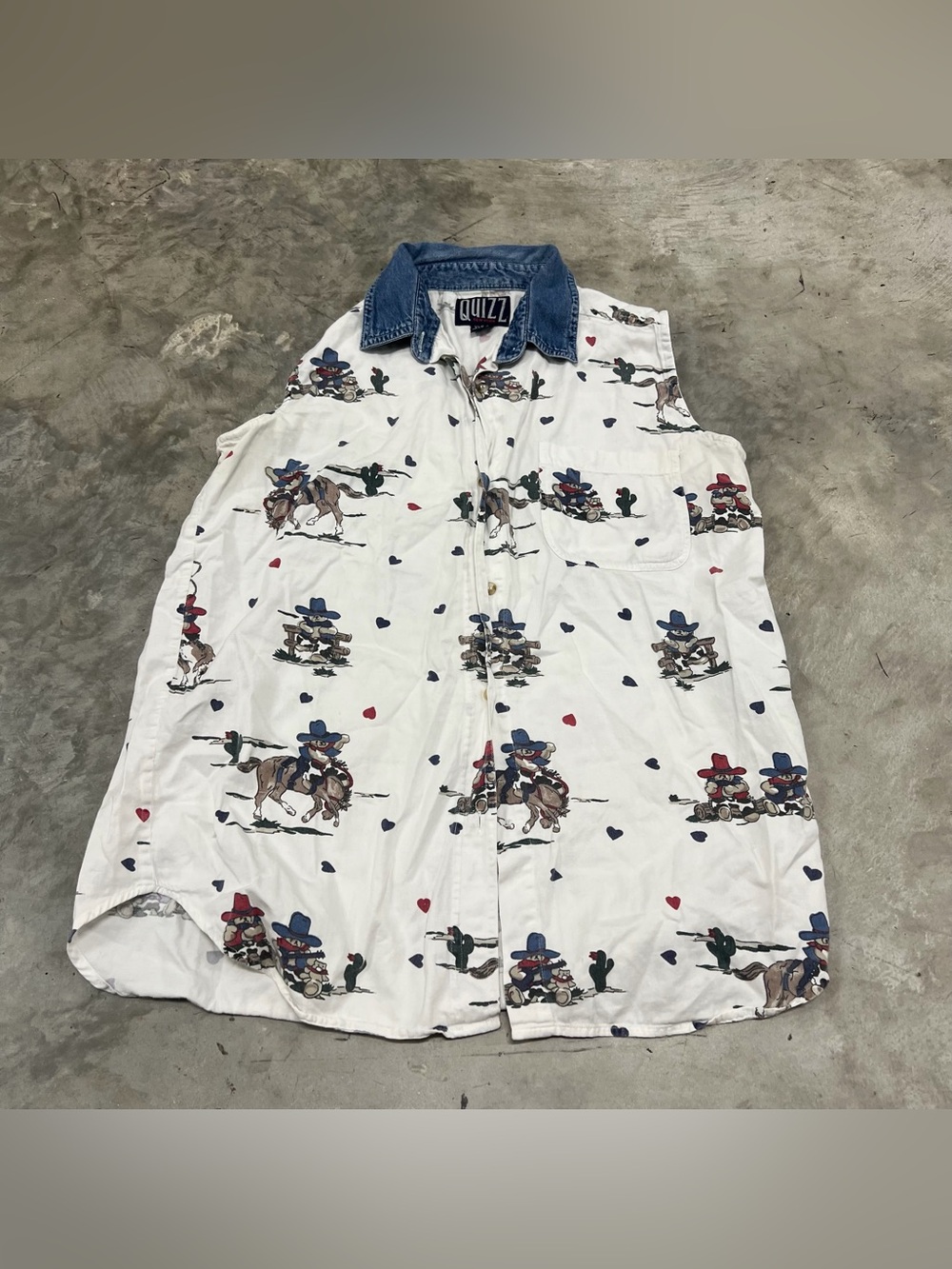 Quizz New York Western Shirt Womens Large Southwestern Rodeo Cowgirl Sleeveless